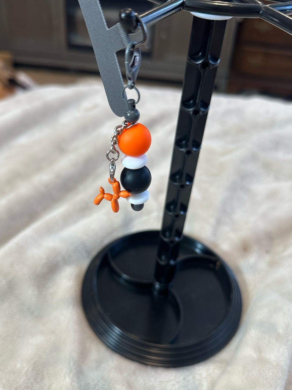 Orange Black White Bead phone Charm